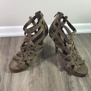 Express leather caged heels